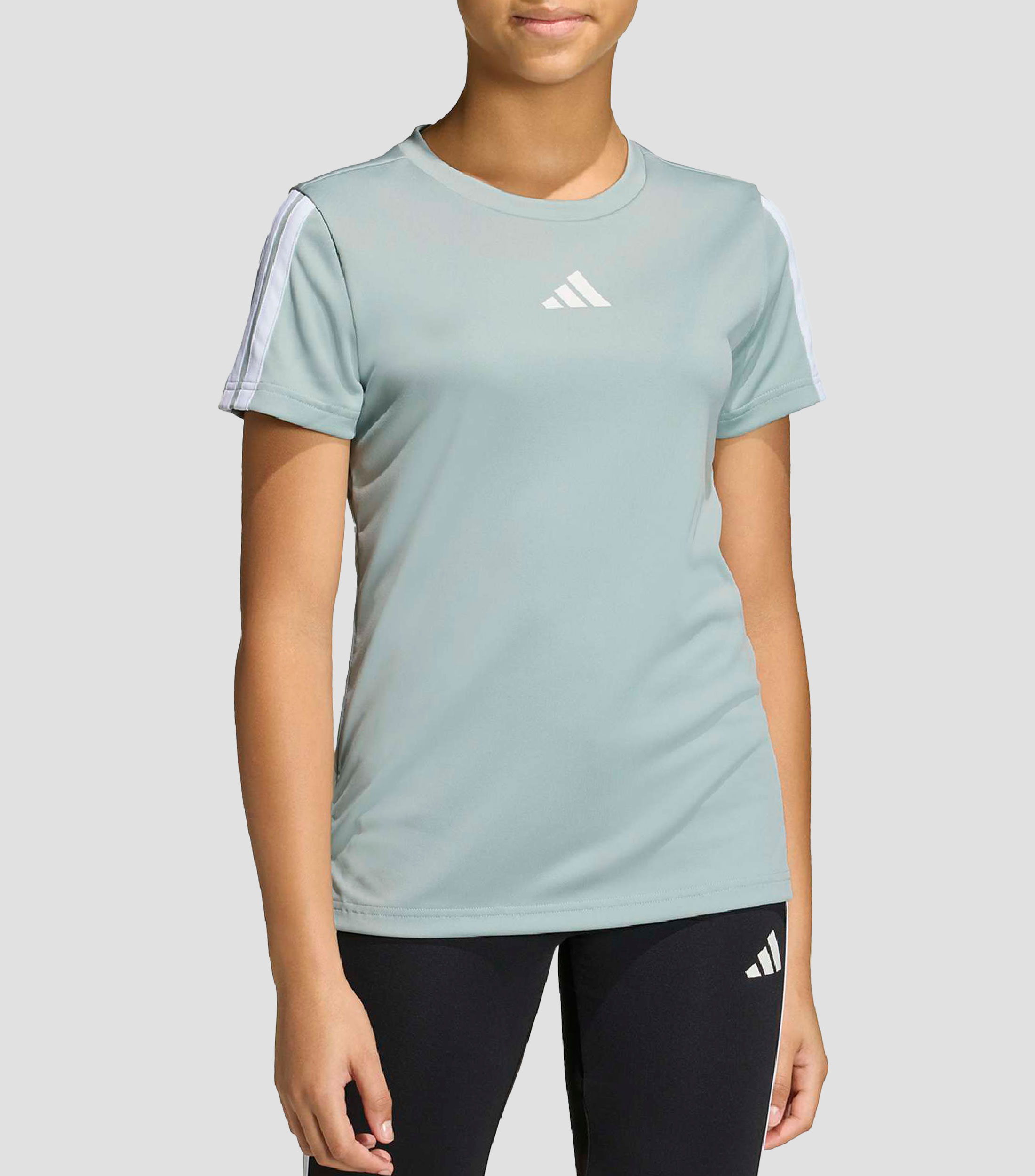 Playera cuello redondo manga corta Train Essentials 3-Stripes estampada Niña